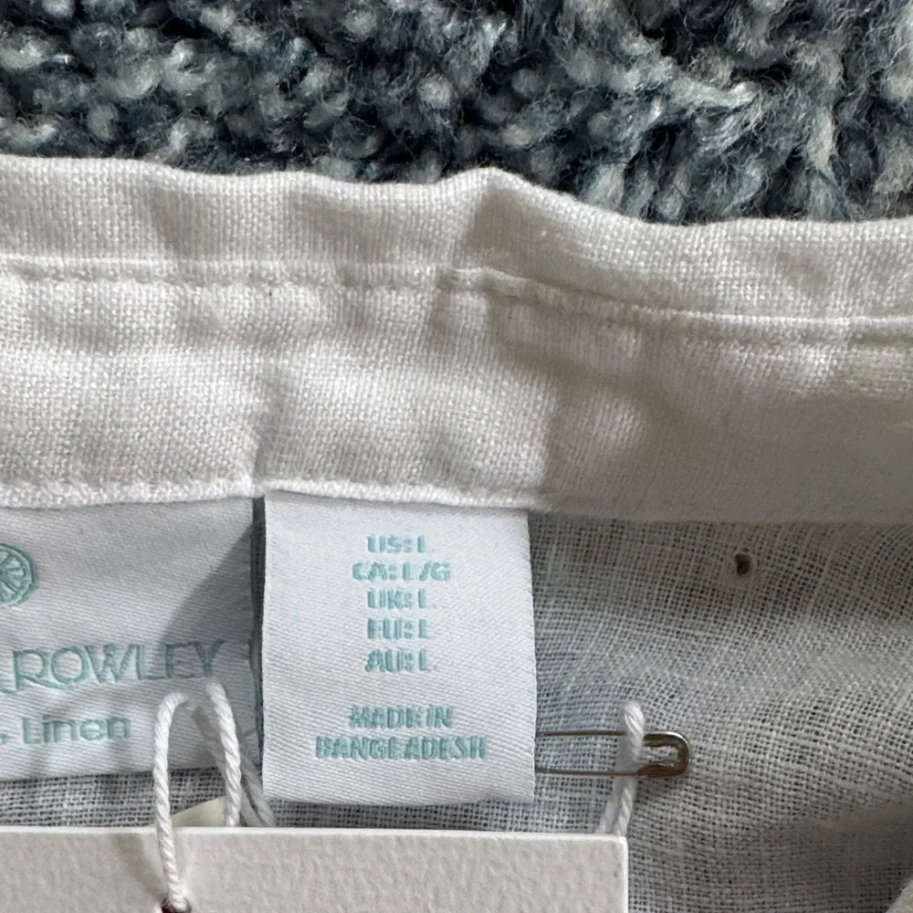 Cynthia Rowley Cropped style White Button Down Linen Shirt - Picture 5 of 5